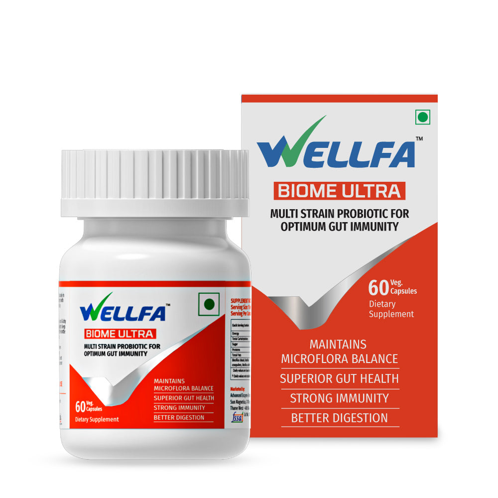 WELLFA BIOME ULTRA Multi-strain Probiotic for Gut Immunity & Digestive health