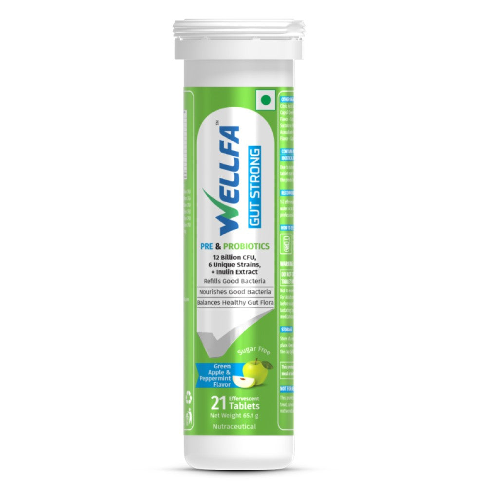 WELLFA GUT STRONG Multi-Strain Probiotics + Prebiotic for Gut & Digestive Health