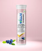 Wellfa Collagen Boost- 100% Plant Based | 1000mg Vegan Collagen Peptides- Hyaluronic Acid | Blueberry & Mint Flavor Effervescent Tablets for Glowing Youthful Skin & Strong Hair | No Sugar Skin Nutrition