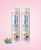 Wellfa Collagen Boost- 100% Plant Based | 1000mg Vegan Collagen Peptides- Hyaluronic Acid | Blueberry & Mint Flavor Effervescent Tablets for Glowing Youthful Skin & Strong Hair | No Sugar Skin Nutrition