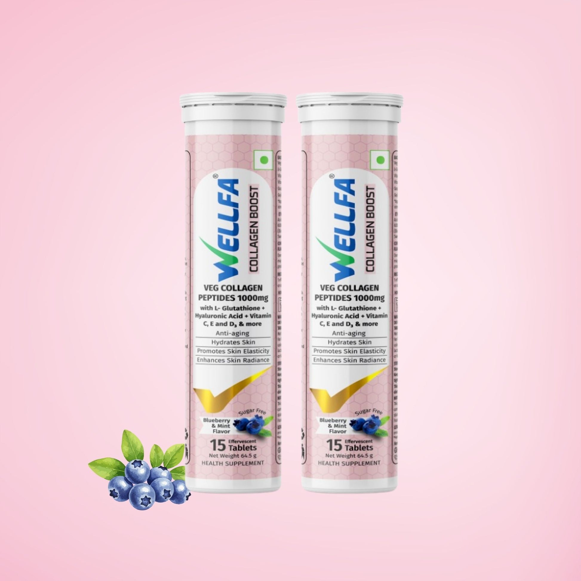 Vegan Collagen Peptides Supplement For Skin And Hair | 100% Plant Based 1000mg Collagen Peptides Effervescent Tablets for Brighter & Youthful Skin | NO Sugar Skin Nutrition