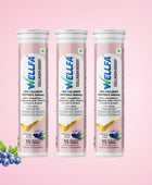 Wellfa Collagen Boost- 100% Plant Based | 1000mg Vegan Collagen Peptides- Hyaluronic Acid | Blueberry & Mint Flavor Effervescent Tablets for Glowing Youthful Skin & Strong Hair | No Sugar Skin Nutrition