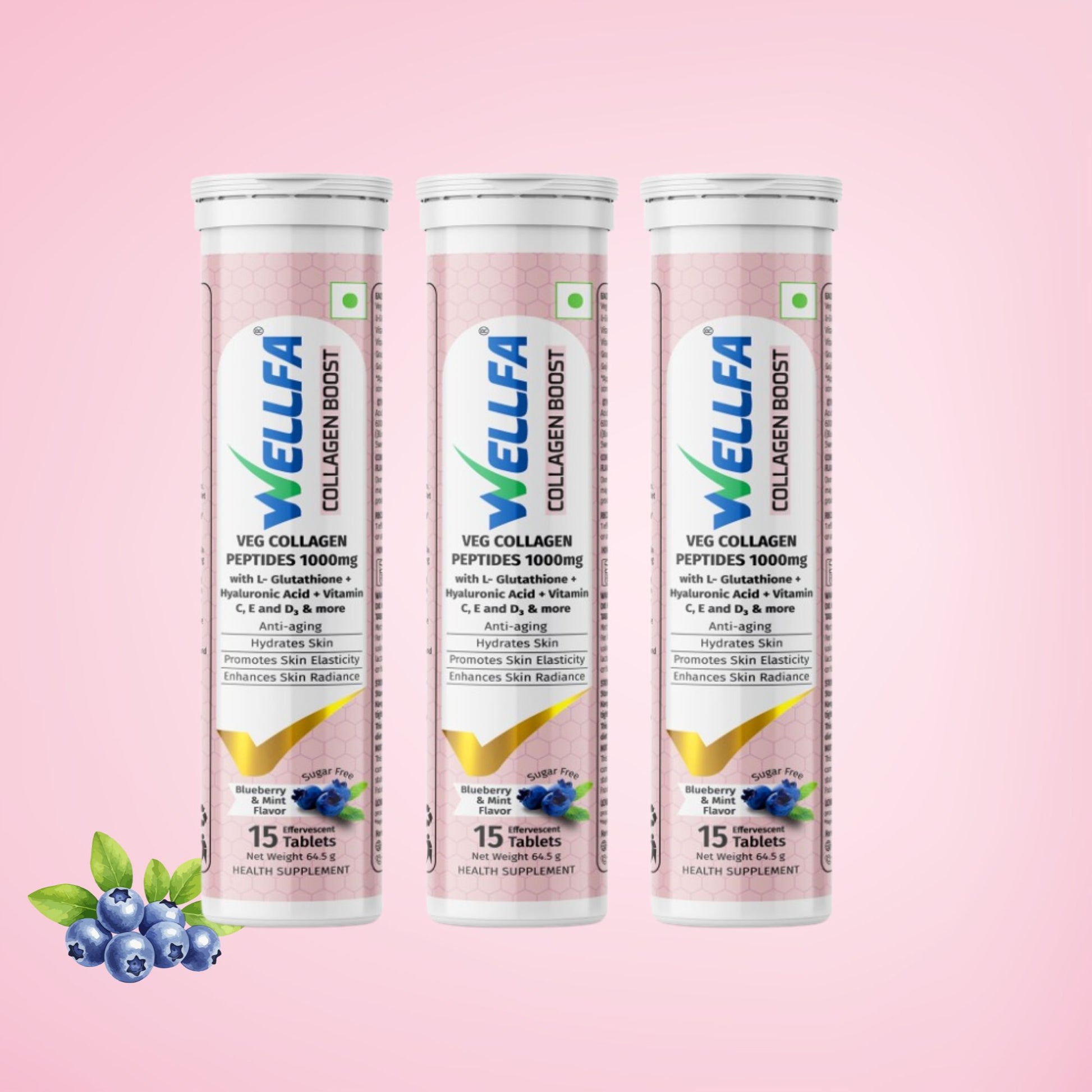 Vegan Collagen Peptides Supplement For Skin And Hair | 100% Plant Based 1000mg Collagen Peptides Effervescent Tablets for Brighter & Youthful Skin | NO Sugar Skin Nutrition