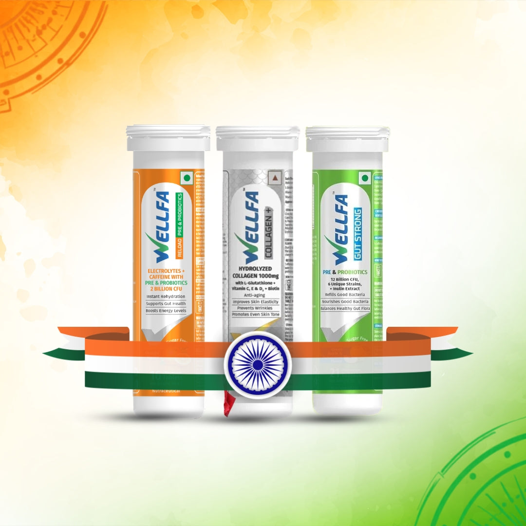 WELLFA INDEPENDENCE DAY TRIO OFFER- Wellfa Reload Pre & Probiotics, Wellfa Collagen+ & Wellfa Gut Strong