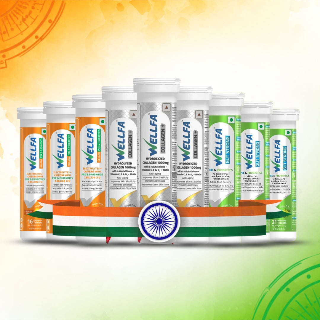 WELLFA INDEPENDENCE DAY TRIO OFFER- Wellfa Reload Pre & Probiotics, Wellfa Collagen+ & Wellfa Gut Strong