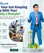Wellfa Gut Strong - Buy Gut Health Supplement & Immunity Booster Tablets - Powered with 12 Billion CFU of 6 Unique Strain Probiotics & Prebiotic Inulin - Green Apple Flavor Effervescent Tablets