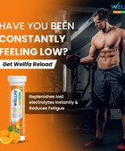 Wellfa Reload Prebitoics & Probiotics - Instant Electrolyte Drinks For Instant Hydration | Revitalizing Energy, and Digestive Support | Orange Flavor Effervescent Tablets